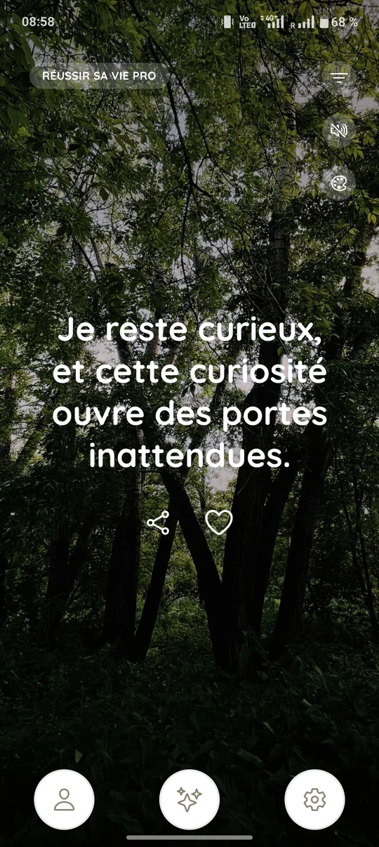 Fil d'affirmations Talvo avec ambiance forêt